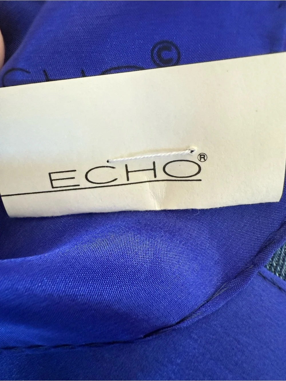 VTG Echo 100% Silk Scarf Rectangle 47”x 8” Blue Black Purple Made In Japan